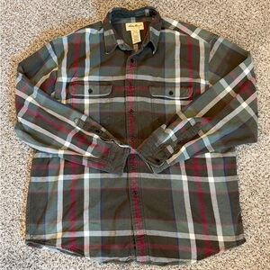 Vintage Eddie Bauer Men’s XL Woven Heavyweight Plaid Shirt Green Fishing Hunting